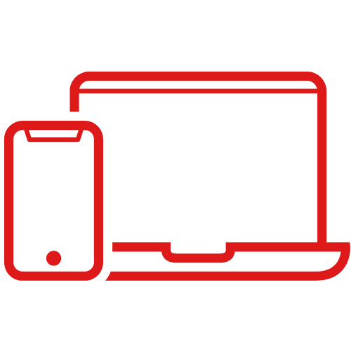 laptop and mobile icon red | Royal Academy of Dance red laptop and mobile icon