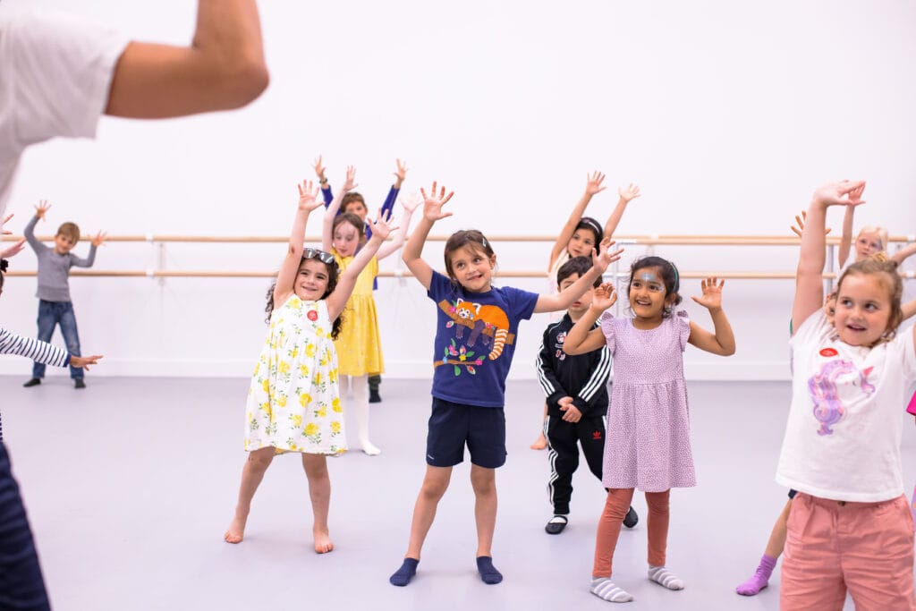 Community Day May 2022 RAD | Royal Academy of Dance young dancers dancing happily during RAD Community Day at RAD headquarters studio