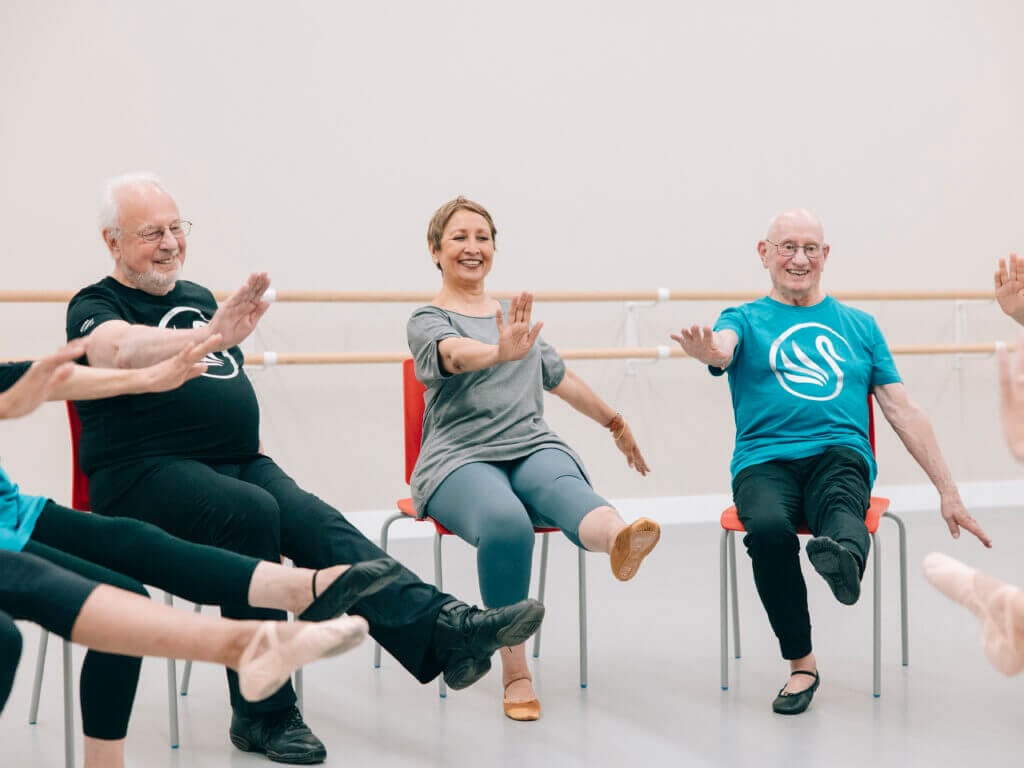 seated swans | Royal Academy of Dance senior students taking an RAD seated Swans class