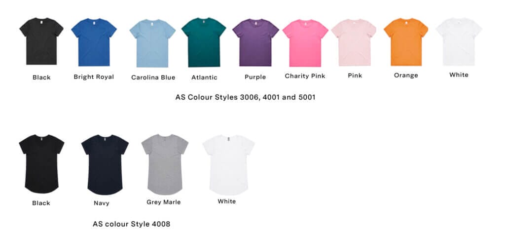 T shirt colours 2026 | Royal Academy of Dance